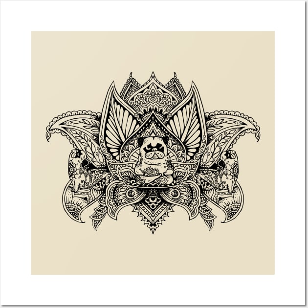 Lotus Mandala Pug Wall Art by huebucket